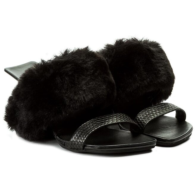 Pantoletten United Nude Loop Hi 100050110424 Black Fur Eschuhe De