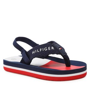 Sandali crewneck Tommy Hilfiger - crewneck Tommy Hilfiger Czarny melanżowy dopasowany T-shirt ze stretchem i logo