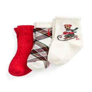 Set di 3 paia di calzini lunghi da bambini Polo Ralph Lauren - 445896757001 Red/Cream