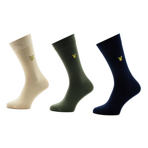 Image of 3er-Set hohe Herrensocken Lyle &amp; Scott - Angus LS-SK-500-2223 Peacoat/Oyster Grey/Beetle 5528