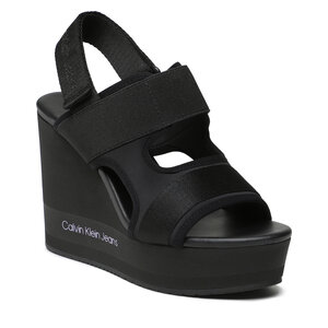 Image of Sandalen Calvin Klein Jeans - Wedge Sandal Webbing YW0YW01073 Black/Lavender Aura BEH