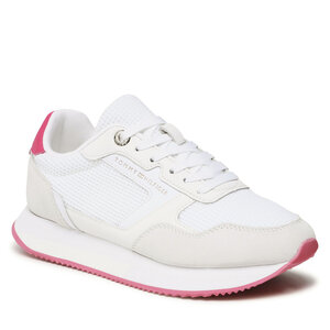 Image of Sneakers Tommy Hilfiger - Essential Mesh Runner FW0FW07381 White/Bright Cerise Pink 01S