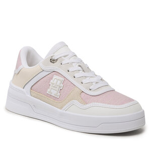 Image of Sneakers Tommy Hilfiger - Th Woven Basket Sneaker FW0FW07289 White/Pink Daisy 0LI