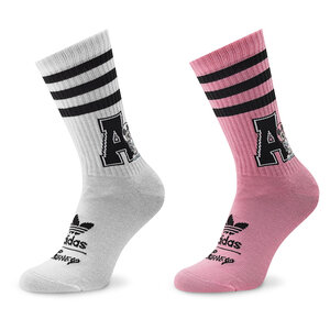 Set di 2 paia di calzini lunghi unisex adidas - DISNEY Crew Socks HK0352 White/Bliss Pink