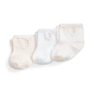 Set di 3 paia di calzini lunghi da bambini Polo Ralph Lauren Preppy Bear Intarsia Knit - 445896761001 Pink/White