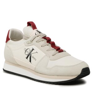 Sneakers basket-weave block heel sandals - Runner Sock Laceup Ny YM0YM00553 Ancient White/Merlot