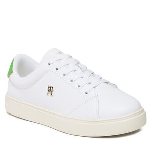 Image of Sneakers Tommy Hilfiger - Elevated Essential Court Sneaker FW0FW06965 White/Galvanicgreen