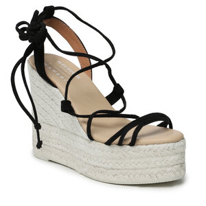 Image of Espadrilles Manebi - Lace-Up Wedge Espadrilles L 8.6 WA Black