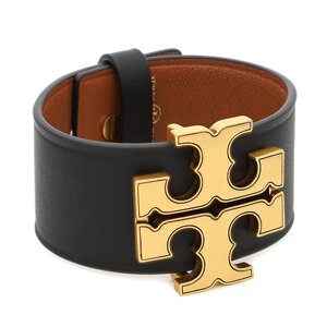 Image of Armband Tory Burch - Eleanor Leather Bracelet 143767 Antique Brass/Black 961