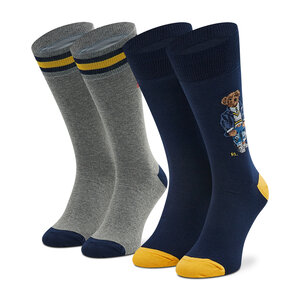 Image of 2er-Set hohe Unisex-Socken Polo Ralph Lauren - 449874491001 Navy/Foster Grey Htr