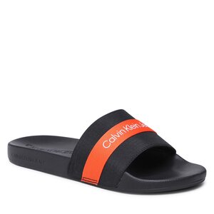 Ciabatte Calvin Klein Jeans - Slide Webbing YM0YM00663 Black/Orange 0JH