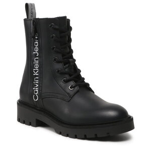 Image of Stiefeletten Calvin Klein Jeans - Combat Mid Laceup Boot Zip Wn YW0YW01035 Black/Reflective Silver BEH