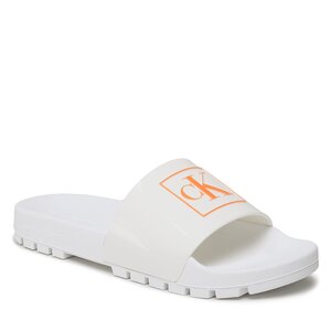 Image of Pantoletten Calvin Klein Jeans - Truck Slide Monogram Rubber M YM0YM00591 White/Firecracker 0LC