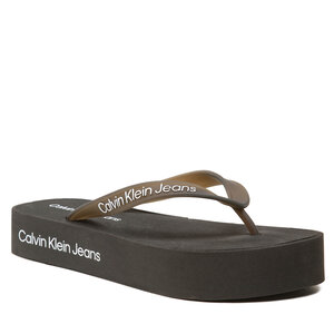 Image of Zehentrenner Calvin Klein Jeans - Beach Sandal Flatform Logo YW0YW01092 Black/Bright White BEH