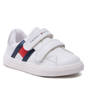 Sneakers Tommy Hilfiger - Flag Low Cut Velcro Sneaker T1A9-32683-1355 S White/Silver X025