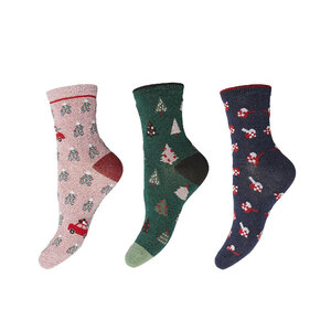 Image of 3er-Set hohe Damensocken Pieces - Allo Glitter 17132838 Evergreen