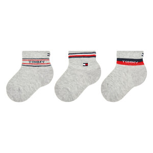 Image of 3er-Set niedrige Kindersocken Tommy Hilfiger - 701222674 Grey Melange/Tommy Original 002