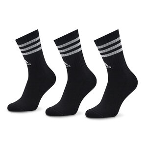 Set di 3 paia di calzini lunghi unisex adidas - 3-Stripes IC1321 Black/White