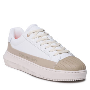 Image of Sneakers Calvin Klein Jeans - Chunky Cupsole Laceup Lth/Rub YM0YM00701 Bright White/Eggshell/Travertine YBR