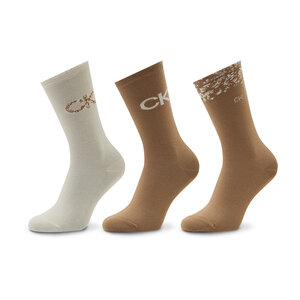 Set di 3 paia di calzini lunghi da donna Calvin Klein - 701219849 Brown Combo 003