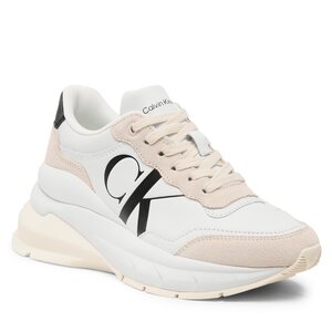 Sneakers Calvin Klein Jeans - Wedge Runner Mix Lth Wn YW0YW01099 Bright White/Creamy White/Silver