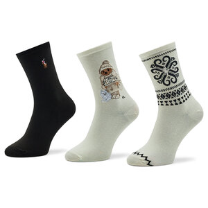 

Набір 3 пар високих жіночих шкарпетокPolo Ralph Lauren, Écru;чорний