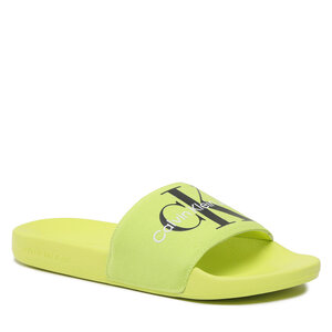 Ciabatte Шерстяное полу пальто меланж calvin klein 44-46 размер - Slide Monogram Co YM0YM00061 Safety Yellow