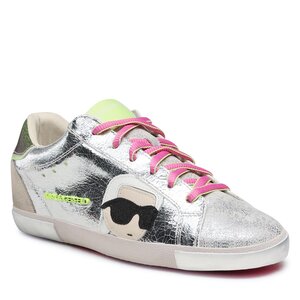 Sneakers KARL LAGERFELD - KL60136 Silver Texturer Leather