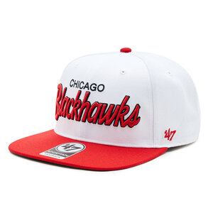 Image of Cap 47 Brand - NHL Chicago Blackhawks Crosstown Script Two tone '47 CAPTAIN H-CTWTT04WBP-WH White