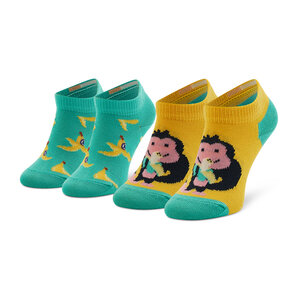 Set di 2 paia di calzini corti da bambini Happy Socks - KMNB02-7000 Verde