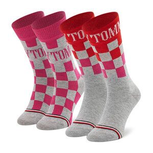 Set di 2 paia di calzini lunghi da bambini Tommy Hilfiger - 701220266 Magenta/Grey 002