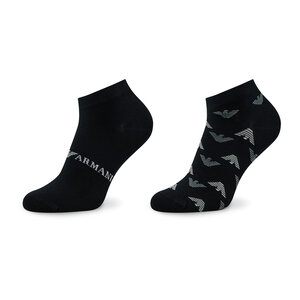 Image of 2er-Set niedrige Herrensocken Emporio Armani - 302228 3R292 25521 Nero/Eagle Antracite