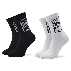 Set di 2 paia di calzini lunghi da uomo Emporio Armani - 303122 2F384 00911 Bianco/Nero