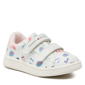 Sneakers Tommy Hilfiger - Logo Low Cut Velcro Sneaker T1A9-32715-1355 S White/Pink X134