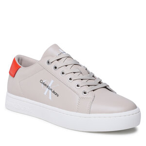 Image of Sneakers Calvin Klein Jeans - Classic Cupsole Laceup Low Lth YM0YM00491 Eggshell/Cherry Tomato ACF
