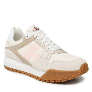 Image of Sneakers Calvin Klein Jeans - Toothy Run Laceup Low Lth Mix Wn YW0YW01052 Bright White/Creamy white/Peach 0K5