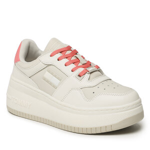 Image of Sneakers Tommy Jeans - Tjw Retro Basket Flatform Mix EN0EN02208 Ivory/Bleached Stone YBI