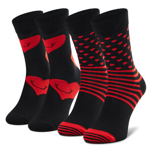 Image of 2er-Set hohe Unisex-Socken Happy Socks - XVAL02-9300 Schwarz