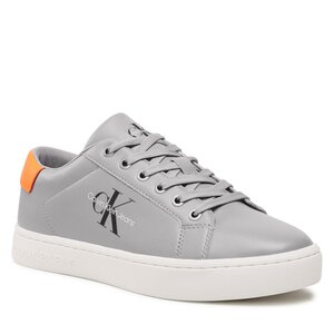 Image of Sneakers Calvin Klein Jeans - Classic Cupsole Laceup Low Lth YM0YM00491 Formal Gray/Shocking Orange PRJ