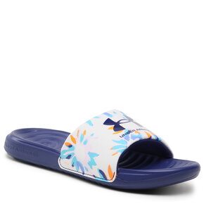 Image of Pantoletten Under Armour - UA W Ansa Graphic 3024436-115 White/Sonar Blue/Sonar Blue