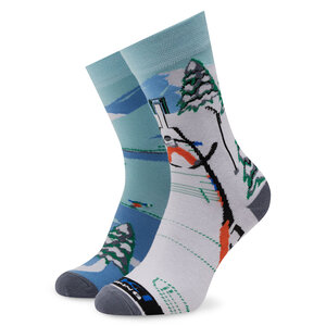 Calzini lunghi unisex Funny Socks - Ski Jumping SM1/18 Blu