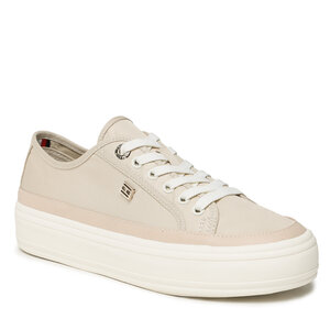 Image of Sneakers aus Stoff Tommy Hilfiger - Essential Vulc Canvas Sneaker FW0FW07459 Light Sandalwood RBS