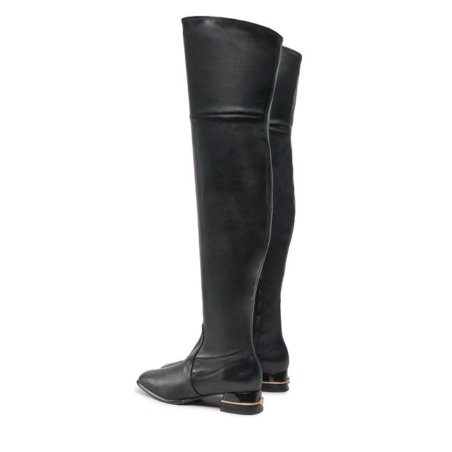 Over-Knee Boots Tory burch - Multi Logo Strech Otk B 142741 Perfect Black  006 - Musketeer - High boots and others - Women's shoes 