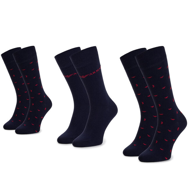 Súprava 3 párov vysokých pánskych ponožiek Emporio Armani - 302402 9P292 00035 r.39/46 Navy