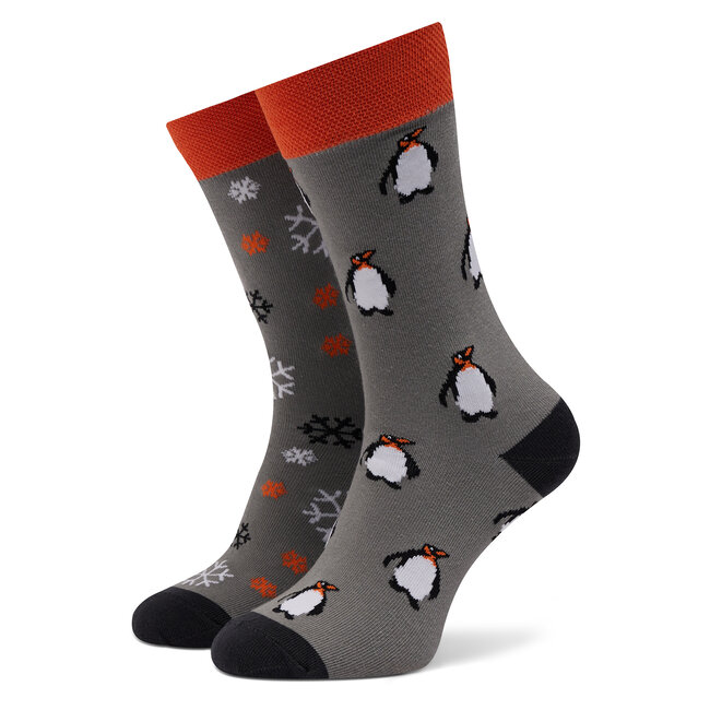 Klasické ponožky Unisex Funny Socks - Penguin SM1/09 Šedá