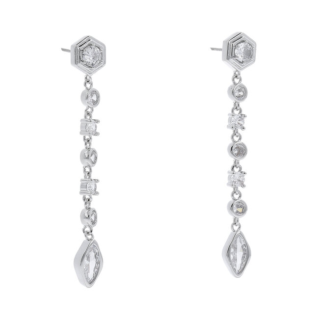Naušnice Luv AJ - Stellar Bezel Drop Studs HOL22-E-SBDRS-S Silver