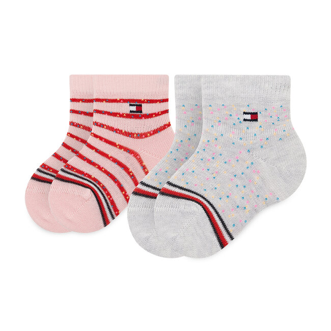 Set di 2 paia di calzini lunghi da bambini Tommy Hilfiger - 701220275 Pink Combo 002