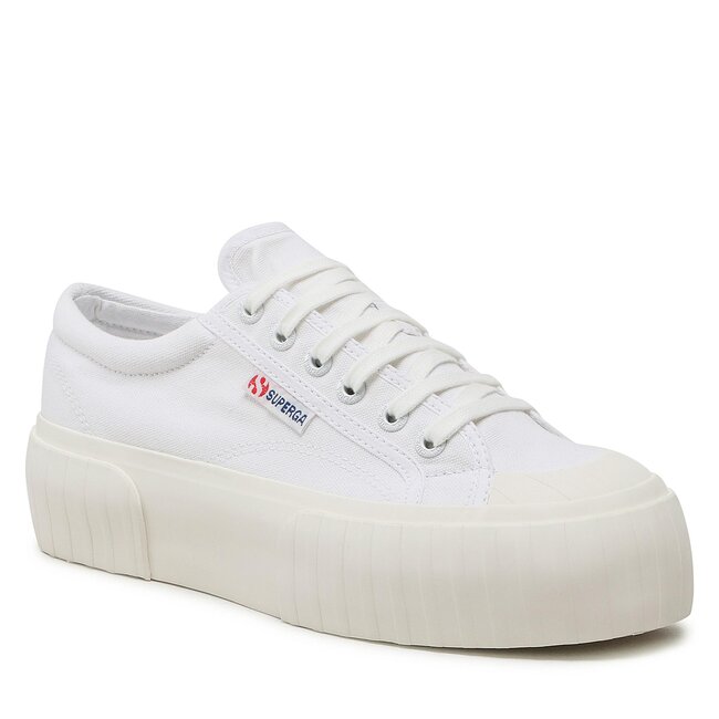 Sneakers aus Stoff Superga - Stripe Platform 2631 S5111SW White/White Avorio