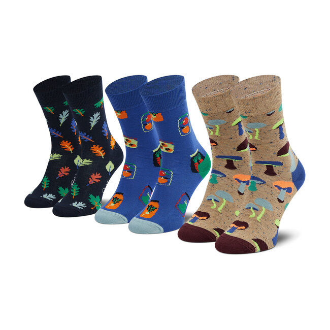 Súprava 3 párov vysokých ponožiek unisex Happy Socks - SXFAL08-0201 Modrá