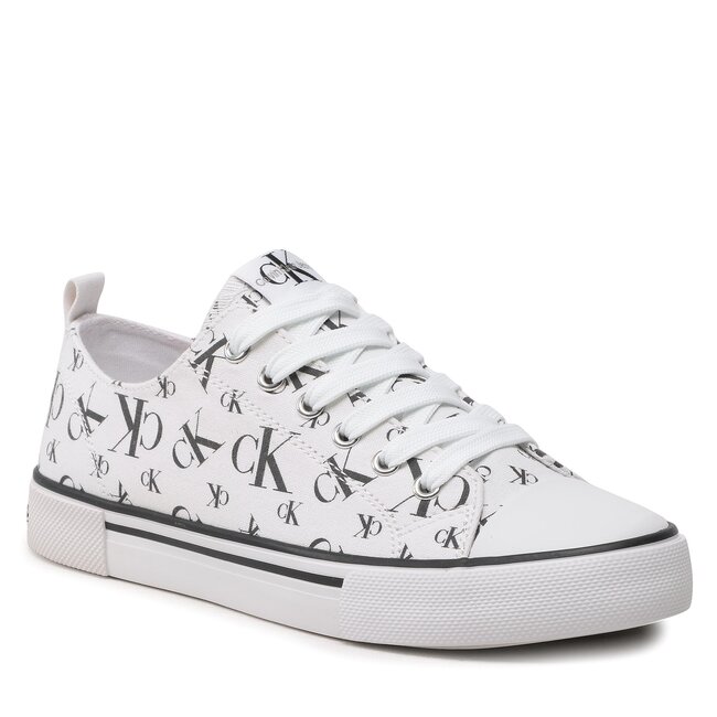 Calvin Klein CK Brązowy pasek o szerokości 35 mm kids Calvin Klein Jeans - Logo All Over Low Cut Lace-Up Sneaker V3X9-80570-0890 S White 100